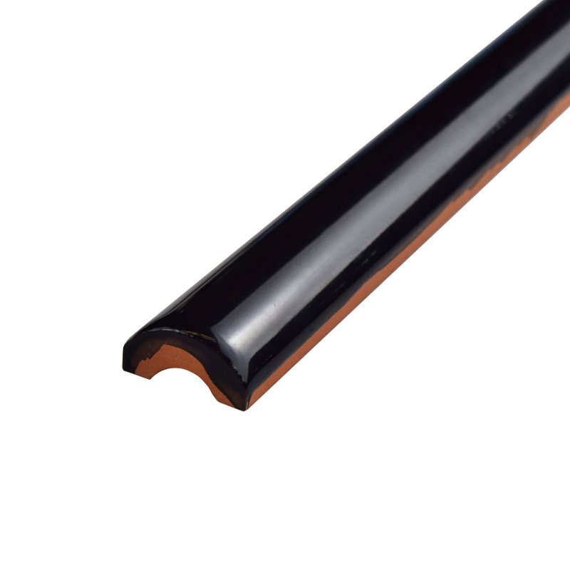 EliteTile Hampshire 8" x 1" Ceramic Quarter Round Tile Trim in Black